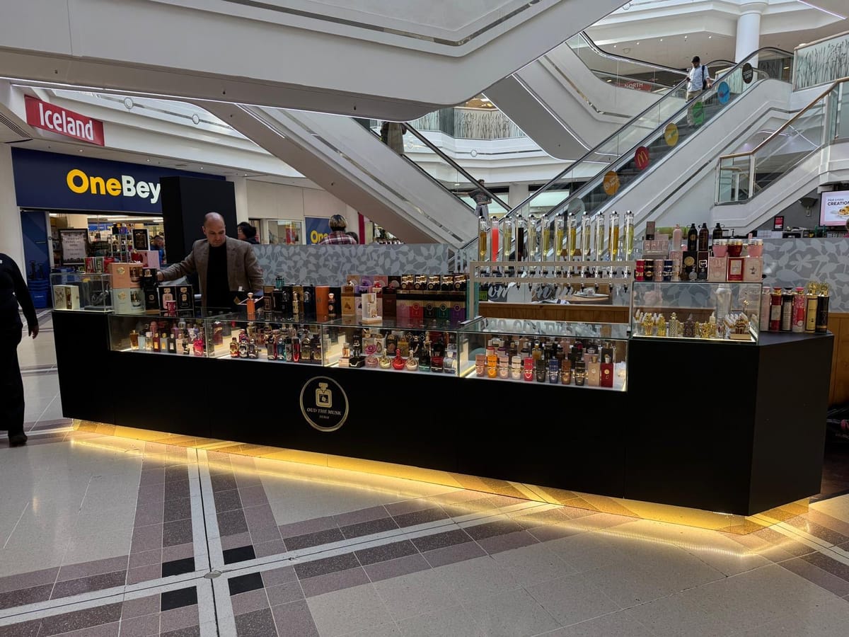 Oud The Musk kiosk — UK shopping centre