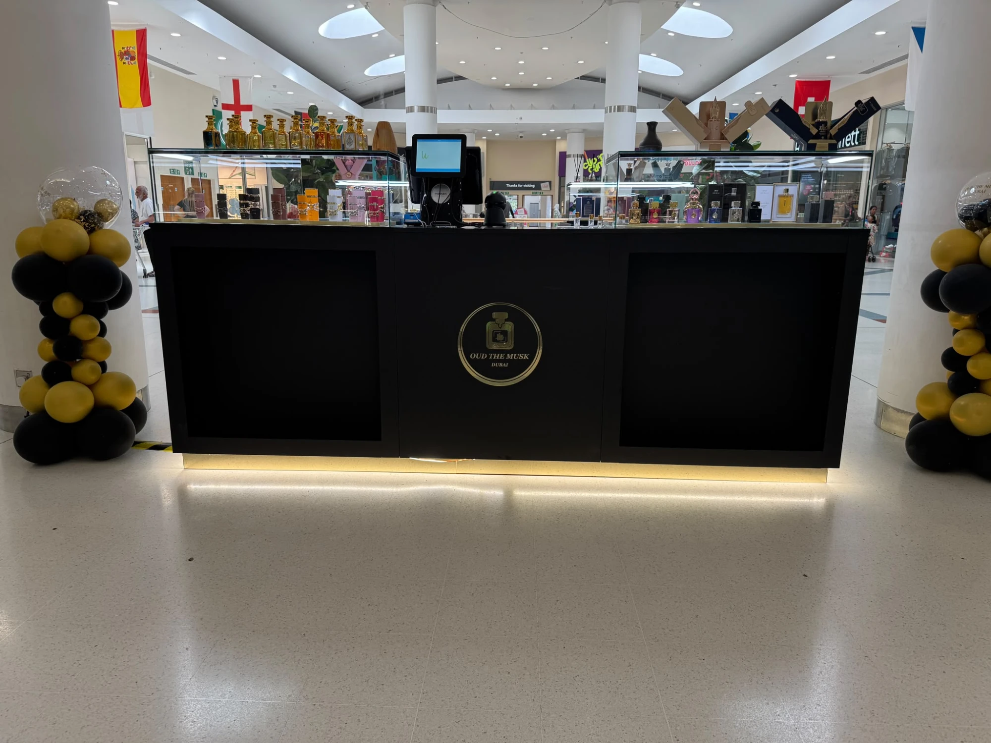 Oud The Musk kiosk display — UK shopping centre
